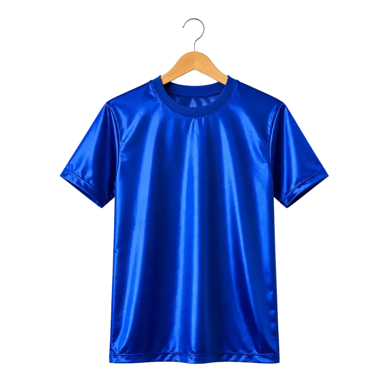 Pakaian pria Kaos lengan pendek O-Neck mengkilap warna Biru berbahan Polyester silk-like