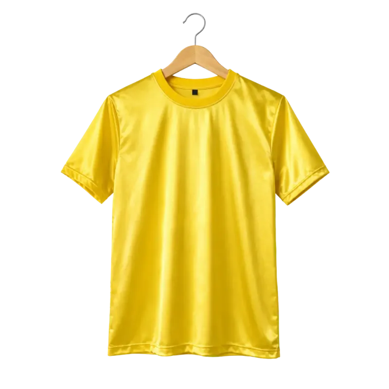 Pakaian pria Kaos lengan pendek O-Neck mengkilap warna Kuning berbahan Polyester silk-like